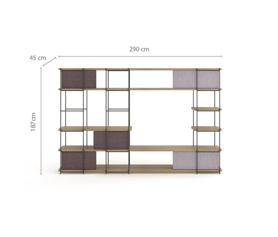 Julia Bookcase - TV cabinet set funiture with upholstery sliding panels | Shelving | Momocca