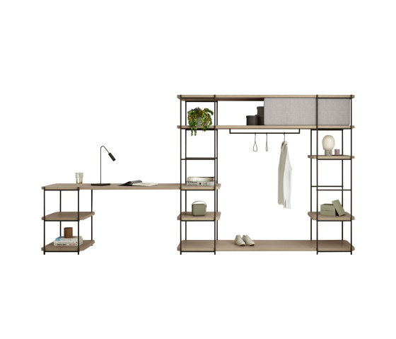 Julia Set of dressing room and wooden desk with metal structure. | Scaffali | Momocca