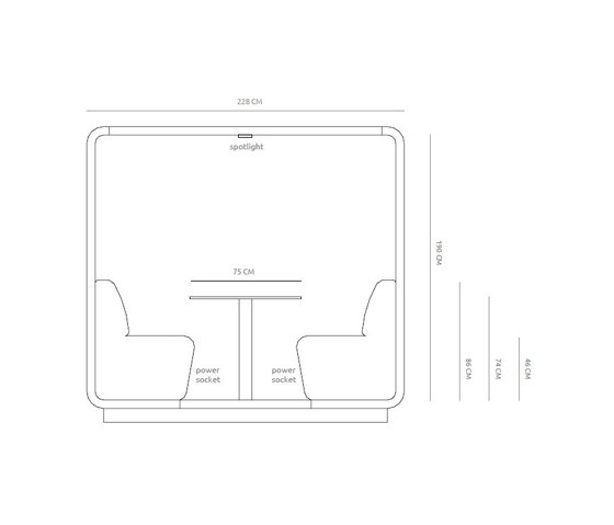 Cabin | Booth 2-persons open | Sistemas arquitectónicos fonoabsorbentes | Conceptual