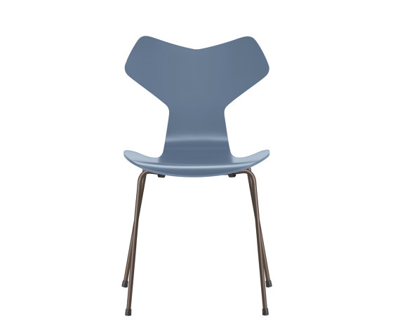 Grand Prix™ | Chair | 3130 | Dusk blue lacquered | Brown bronze base | Sedie | Fritz Hansen