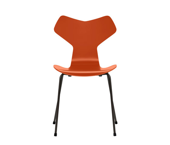 Grand Prix™ | Chair | 3130 | Paradise orange lacquered | Black base | Chaises | Fritz Hansen