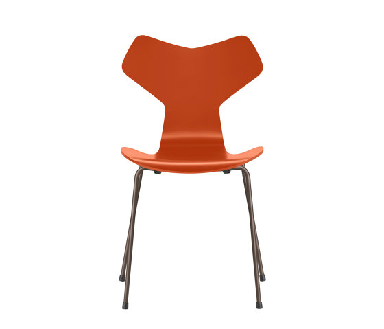 Grand Prix™ | Chair | 3130 | Paradise orange lacquered | Brown bronze base | Stühle | Fritz Hansen