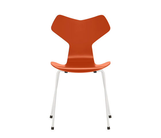 Grand Prix™ | Chair | 3130 | Paradise orange lacquered | White base | Chairs | Fritz Hansen