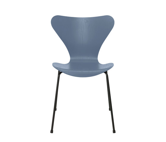 Series 7™ | Chair | 3107 | Dusk Blue coloured ash | Black base | Chaises | Fritz Hansen