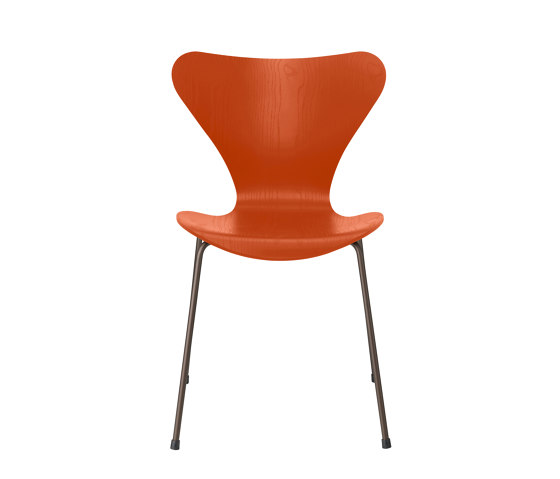 Series 7™ | Chair | 3107 | Paradise orange coloured ash | Brown bronze base | Chaises | Fritz Hansen