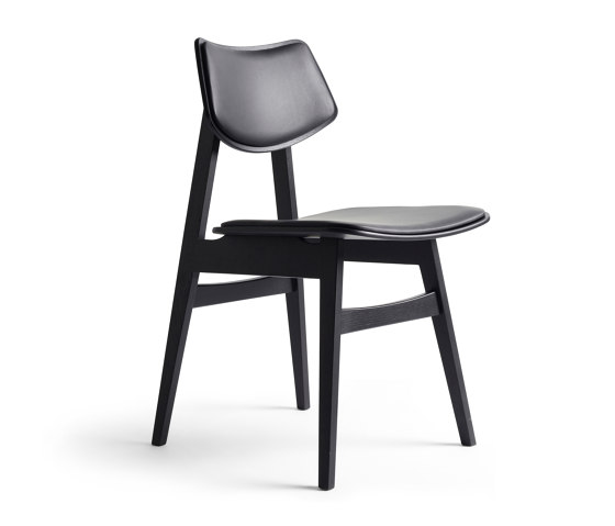 1960 Wood Chair Seat and backrest offset upholstery, Black Oak | Chairs | Rex Kralj