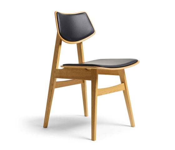 1960 Wood Chair Seat and backrest offset upholstery, Natural Oak, Black Oak , Natural Walnut | Sedie | Rex Kralj