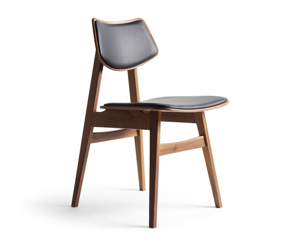 1960 Wood Chair Seat and backrest offset upholstery, Natural Walnut | Chairs | Rex Kralj