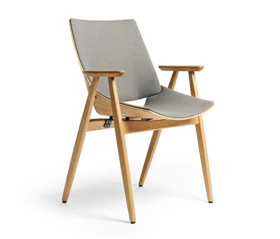 Shell Wood Armchair Seat and back upholstery, Natural Oak | Sedie | Rex Kralj