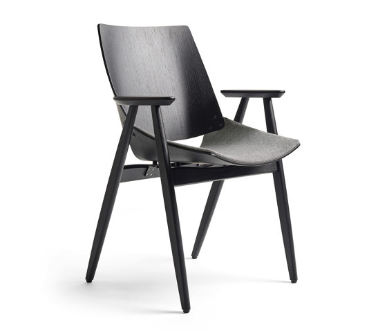 Shell Wood Armchair Seat upholstery, Black Oak | Sedie | Rex Kralj