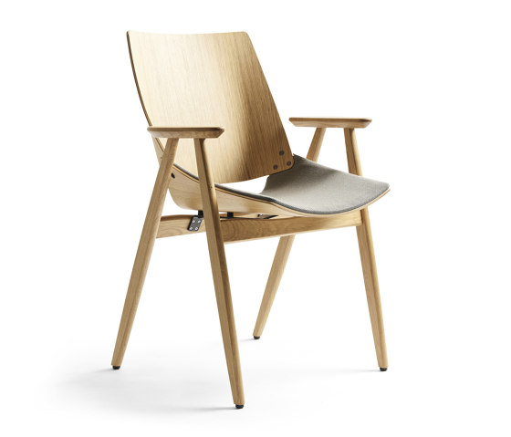 Shell Wood Armchair Seat upholstery, Natural Oak | Chairs | Rex Kralj