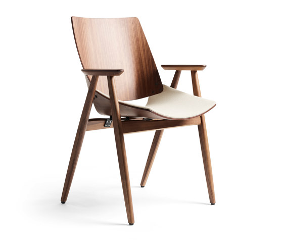 Shell Wood Armchair Seat upholstery, Natural Walnut | Chaises | Rex Kralj