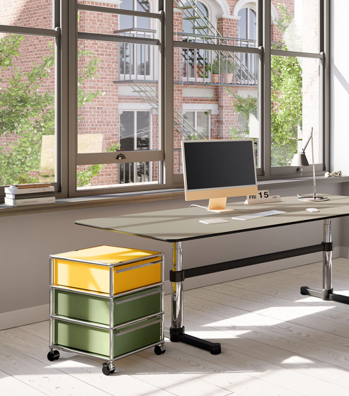 USM Haller Pedestal | Olive Green & Golden Yellow | Cassettiere ufficio | USM