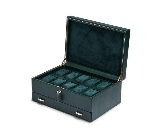 British Racing 10 PC with Drawer Watch Box | Green | Storage boxes | WOLF
