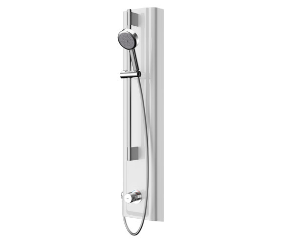 F5S Mix shower panel made of MIRANIT with hand shower fitting | Grifería para duchas | KWC Professional