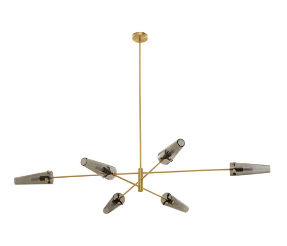 Axis large pendant satin brass / smoked glass | Suspended lights | CTO Lighting
