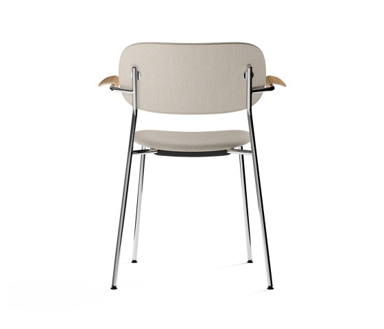 Co Chair, fully upholstered with armrest, Chrome | Natural Oak | Doppiopanama T14012 004 | Sedie | Audo Copenhagen