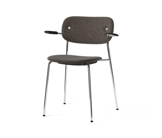 Co Chair, fully upholstered with armrest, Chrome | Black Oak | Doppiopanama T14012 001 | Stühle | Audo Copenhagen