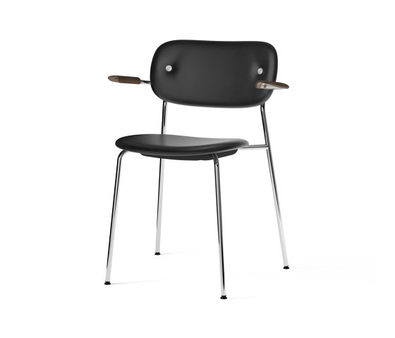 Co Chair, fully upholstered with armrest, Chrome | Dark Stained Oak | Dakar 0842 | Sedie | Audo Copenhagen