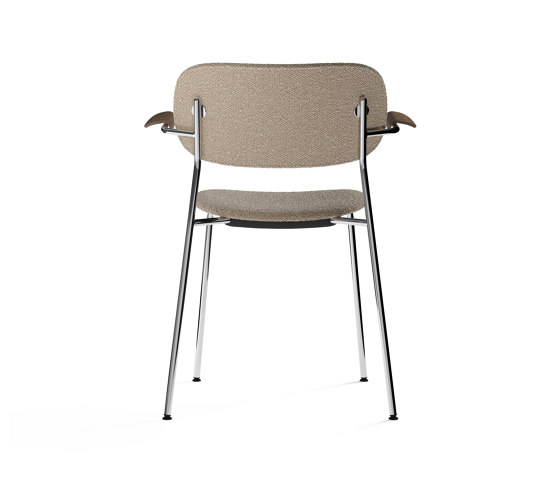 Co Chair, fully upholstered with armrest, Chrome | Dark Stained Oak | Lupo T19028 004 | Chairs | Audo Copenhagen