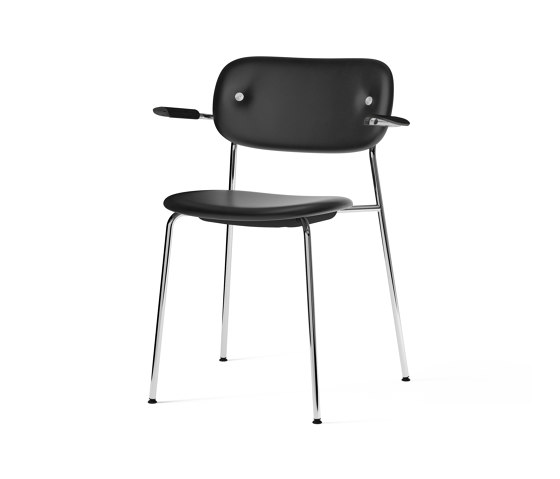 Co Chair, fully upholstered with armrest, Chrome | Black Oak | Dakar 0842 | Chaises | Audo Copenhagen