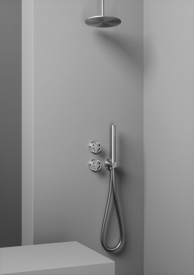 Valvola02 | Set of 2 hydroprogressive mixers for bath/shower with hand shower. | Shower controls | Quadrodesign
