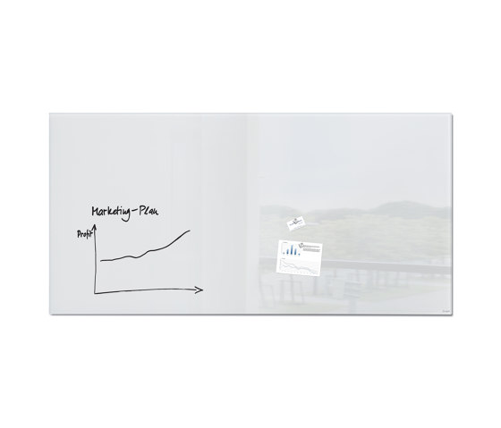 Lavagna magnetica in vetro Artverum, super bianco, 200 x 100 x 1,8 cm | Lavagne / Flip chart | Sigel