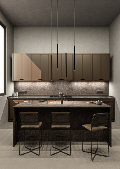 TAILOR MADE KITCHENS | CONTEMPORANEA PROJECT BROWN CHOCOLATE & BRONZE-FINISH BRASS | Fitted kitchens | Officine Gullo