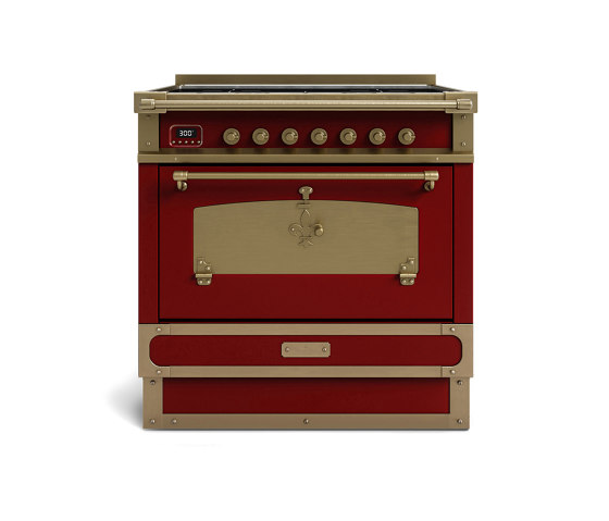 COOKING RANGES | RESTART 90 COOKING RANGE WITH 5 BURNERS AND ELECTRIC MULTIFUNCTION OVEN WITH BRASS DOOR | Backöfen | Officine Gullo