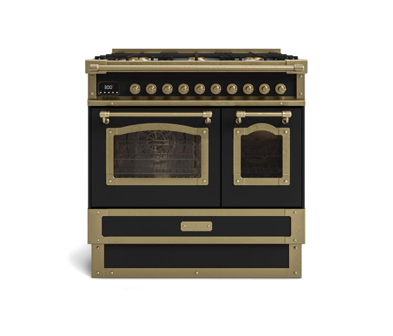 COOKING RANGES | RESTART 90 COOKING RANGE WITH 5 BURNERS AND 2 ELECTRIC OVENS WITH GLASS DOOR | Fours | Officine Gullo