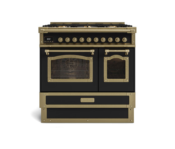 COOKING RANGES | RESTART 90 COOKING RANGE WITH 6 BURNERS AND 2 ELECTRIC OVENS WITH GLASS DOOR | Backöfen | Officine Gullo