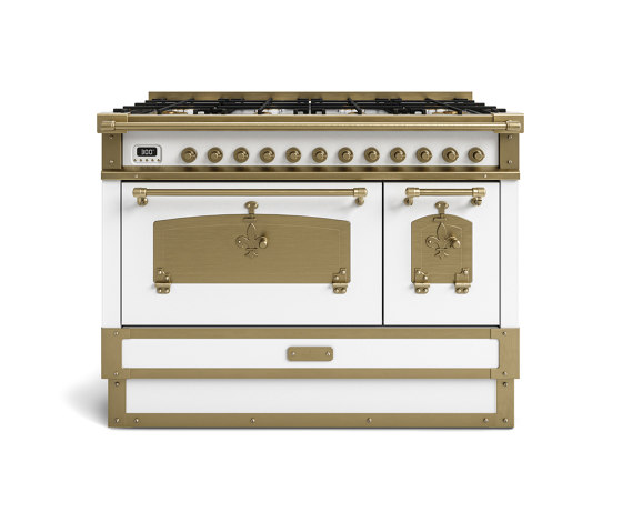 COOKING RANGES | RESTART 100 COOKING RANGE WITH 8 BURNERS AND ELECTRIC MULTIFUCTION OVEN WITH BRASS DOOR | Backöfen | Officine Gullo