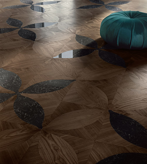 Modulo Design | Diamante Ca' Bosco con inserti in marmo | Pavimenti legno | Foglie d’Oro