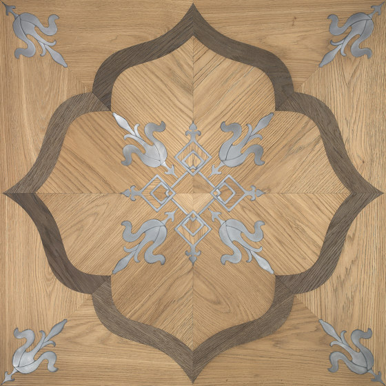 Modulo Design | Fenice Ca' Bassano con inserti in acciaio | Pavimenti legno | Foglie d’Oro
