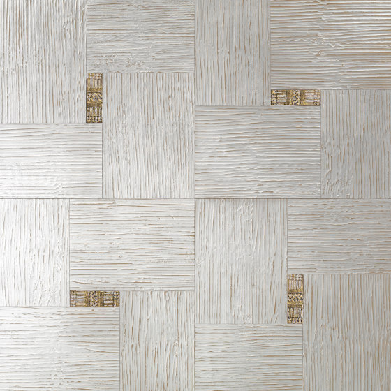 Design Panels | Segreti Onda Bianco with ceramic inserts | Planchers bois | Foglie d’Oro