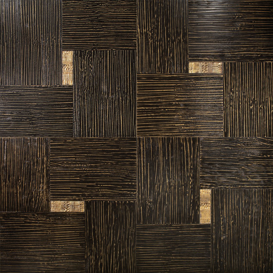 Modulo Design | Segreti Onda Oro con inserti in ceramica | Pavimenti legno | Foglie d’Oro
