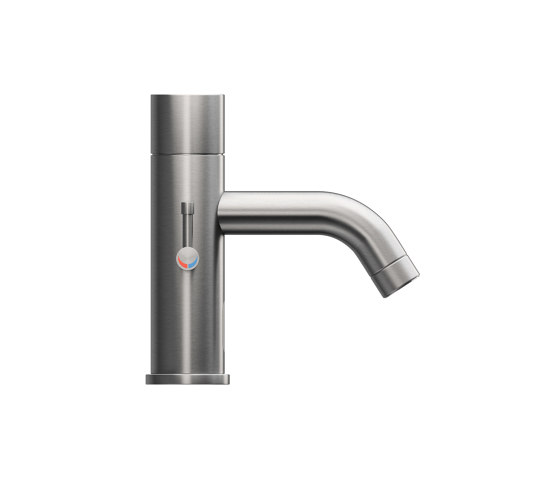 Touch-free deck mounted sensor tap, with temperature adjustment lever | Grifería para lavabos | Duten