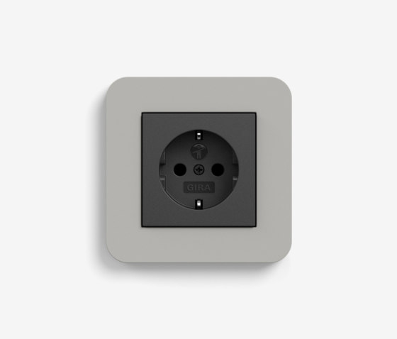 E3 | Socket outlet Grey with black | Schuko sockets | Gira