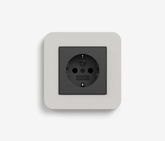 E3 | Socket outlet Light grey with black | Schuko sockets | Gira