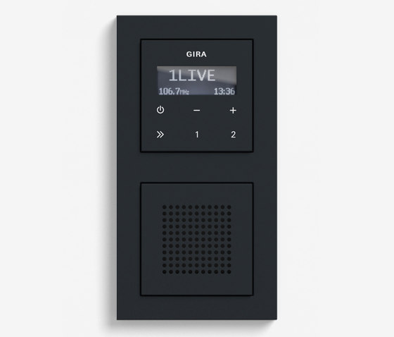 Entertainment | RDS flush-mounted radio with a speaker | Black matt (including E2) | Radio systems | Gira