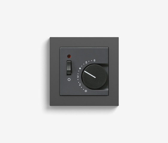 Heating and Temperature | Room temperature controller with NC contact | 1-way switch and control light, anthracite (including E2) | Gestión de clima / calefacción | Gira