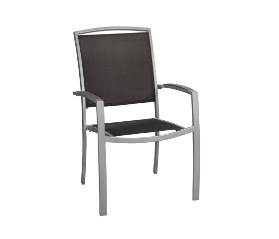 Manhattan | Sessel Manhattan Silber Alu Schwarz Tex / Armauflage Stone Grey | Stühle | MBM