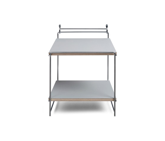 Hegel | Table or wall desk, chrome / light grey | Scaffali | Magazin®