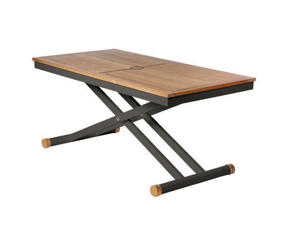 Aura Adjustable Height Table 140 Rectangular (Teak Top and Graphite Frame) | Dining tables | Barlow Tyrie