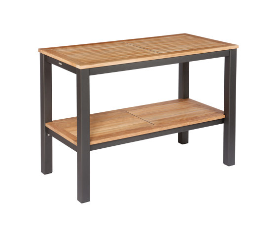 Aura Serving Table Rectangular (Teak Top and Graphite Frame) | Standing tables | Barlow Tyrie