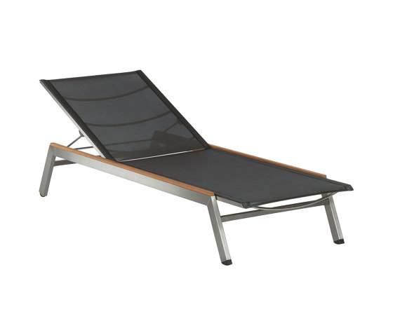 Equinox Lounger (Teak Capping - Charcoal Sling) | Sun loungers | Barlow Tyrie