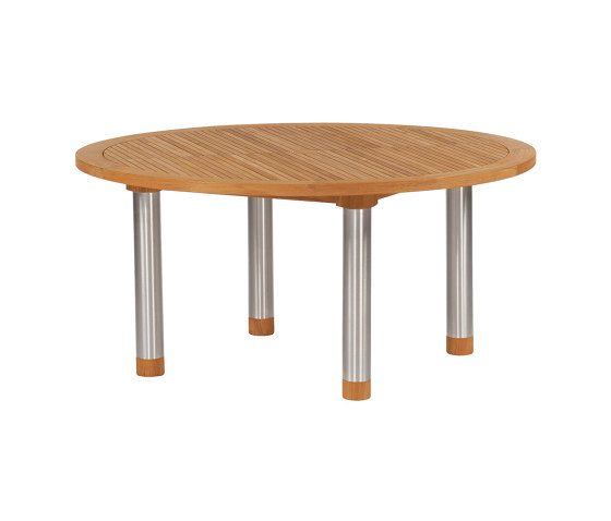 Equinox Table 150 Ø Circular with Teak top (stainless steel legs with Teak trim) | Dining tables | Barlow Tyrie