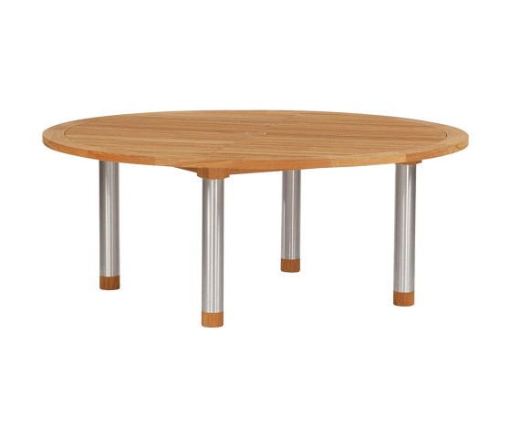 Equinox Table 180 Ø Circular with Teak top (stainless steel legs with Teak trim) | Tavoli pranzo | Barlow Tyrie