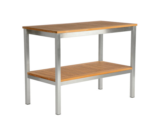 Equinox Serving Table Rectangular with Teak top and shelf | Tables hautes | Barlow Tyrie