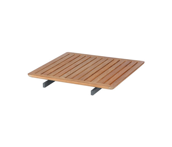 Layout Bridging Table 80 Square with Teak top (powder coated) (Forge Grey Frame) | Accessoires de table | Barlow Tyrie
